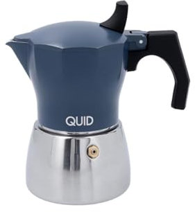 Quid Baltic - Caffettiera in alluminio pressofuso 6 tazze in acciaio inox, adatto in vetroceramica, adatto a induzione normativa sicurezza garantita