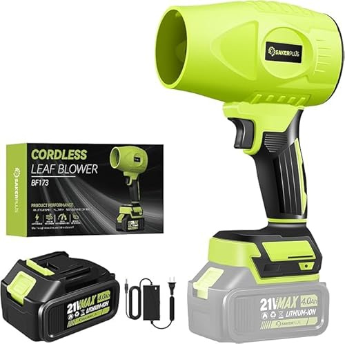 SakerPlus Tragbarer Staubsauger, Laubbläser Akku-Laubbläser, Handgebläse, Handgebläse für Rasenpflege, Terrassenreinigung, 4,0 Ah Akku, Ladegerät inklusive (1 Akku)