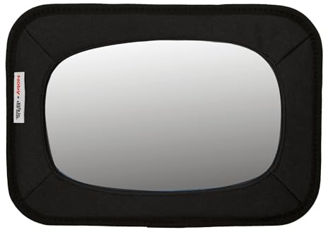 Nuby x Safe in the Seat Backseat Baby Mirror - Shatter-Resistant Car Mirror with Tether Anchor Strap - Fits Most Headrests for Rear-Facing Baby Monitoring