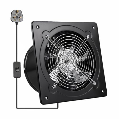 iFCOW 8 Inch Kitchen Extractor Fan, 1050m³/h Metal Exhaust Fan with Switch | Built-in Check Valve, Low Noise Ventilation Fan for Basement Garage Warehouse Bathroom Rapid Heat, Moisture & Fume Exhaust