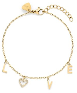 s.Oliver Damen Schmuck – Halsketten & Armbänder mit LOVE-Anhänger aus Edelstahl in verschiedenen Farben - Romantische Geschenkidee