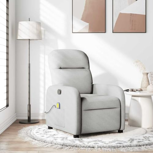 QUAHEAS Fauteuil de massage en tissu gris nuage, fauteuil de relaxation manuel avec vibration à 6 points, fauteuil TV réglable pour salon et chambre à coucher, fauteuil de lecture confortable avec