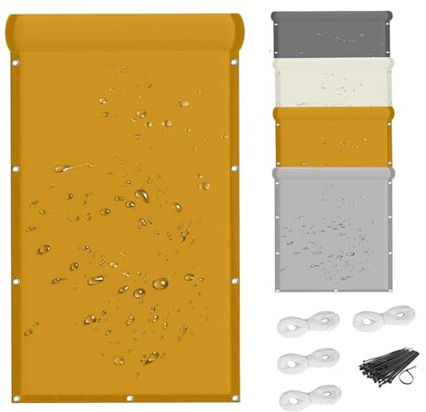 Voile D'ombrage ImperméAble pour Pergola 4x6M Protection Solaire, pour Terrasse Protection UV, Résistant aux Intempéries, Polyester, Filet D'ombrage avec œillets et Corde