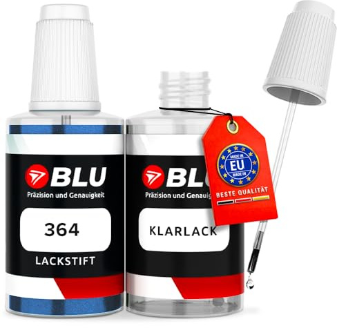BLU Auto Lackstift 364 Blau topazblau kompatibel für BMW | Auto Lack Set inkl. Klarlack | Reparatur Ausbesserungslack