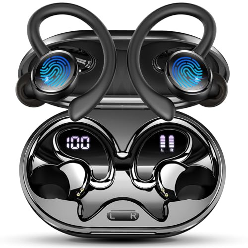 2026 Cuffie Bluetooth 5.4 Sport, 50 Ore Cuffie In Ear Cancellazione Rumore ENC e 4 HD Mics, Auricolari Bluetooth con 6D Bass Stereo, HiFi Cuffiette LED Display, IP7 Impermeabile Cuffie Senza Fili