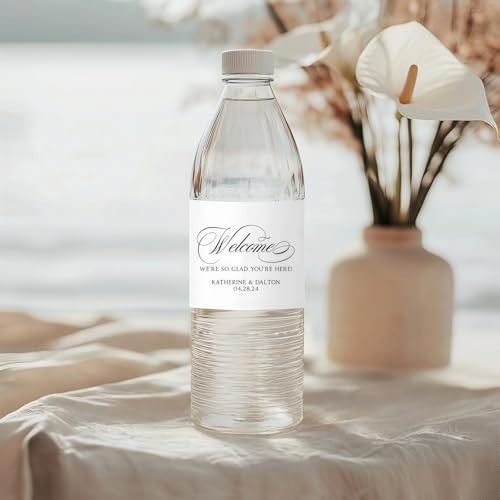 Pegatinas Personalizadas Para Botellas De Agua Para Bodas, Etiquetas De Bienvenida Personalizada Para Aniversarios Y Despedidas De Soltera, Etiquetas De Bebidas DIY Para Recepción(50Pcs)