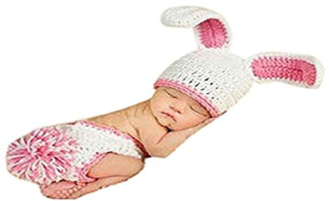 Pink Rabbit (2), Newborn Baby Girl/Boy Crochet Knit Costume Photo Photography Prop Hats Outfits