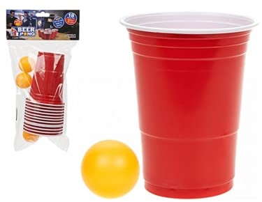 Widdle Gifts- PMS Lot de 18 Verres de bière-Pong dans Un Sac en polypropylène avec Carte en-tête, 12 Tasses/6 balles, 5037241262428