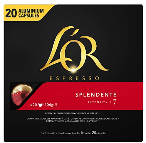 L'Or Espresso Café Splendente - Intensité 7 - 100 Capsules en Aluminium Compatibles avec les Machines Nespresso (Lot de 5X20 capsules)