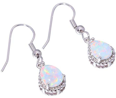 Carry stone Teardrop Ohrringe Erstellt Weiß Feueropal Schmuck Edelstein Baumeln Ohrringe für Frauen Nützlich und Praktisch