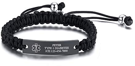 XUANPAI BLOOD THINNER Handgemachte Geflochtene Seil Einstellbare Medical Alert ID Armband Für Erwachsene & Kinder