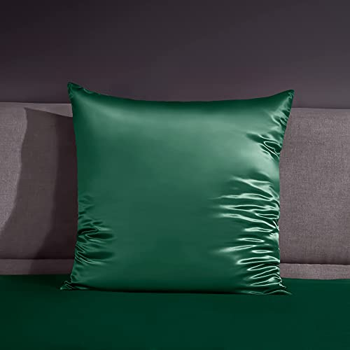 THXSILK 22 Momme Seide Kissenbezug - 100% Seide Kopfkissenbezug Sofakissenbezug Kinderwagen - Anti milben Reißverschluss Seidenkissenbezug - Smaragdgrün 80 x 80 cm