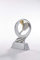 Henecka Badminton-Pokal, Resinfigur Badminton, Silber mit Gold, mit Wunschgravur, Größe 17 cm