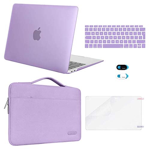 MOSISO Coque Compatible avec MacBook Air 13 Pouces 2022-2018 A2337 M1 A2179 A1932 Retina,Étui Rigide Plastique Case&Sac de Transport&Housse Clavier&Protecteur D'écran&Couverture Webcam,Violet Clair