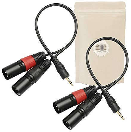 2 x Kabel Klinkenstecker 3,5 mm männlich auf 2 x XLR männlich Stereo Audio Adapter Mini Jack