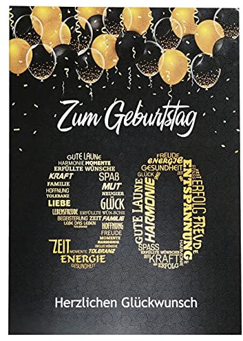 Libetui Cards Hochwertige Glückwunschkarte zum 90. Geburtstag Geburtstagskarte Nummer 90 Karte 90 Geburtstag Geschenkkarte Schwarz Gold, Made in Germany