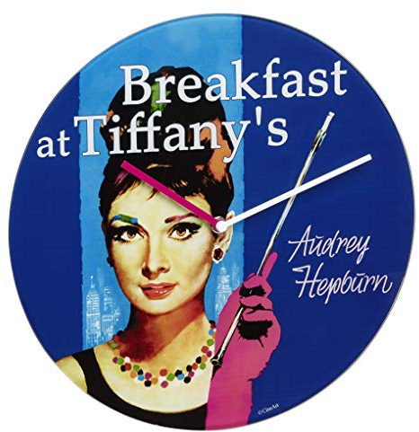 TFA Dostmann Analoge Wanduhr Cinema Legends, 60.3059.10, Audrey Hepburn, aus Glas, Retro Filmmotiv, blau, (L) 300 x (B) 40 x (H) 300 mm