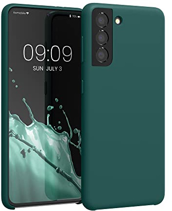 kwmobile Handyhülle für Samsung Galaxy S21 Hülle - Case Silikon - Kabelloses Laden - Schutzhülle Cover in Türkisgrün