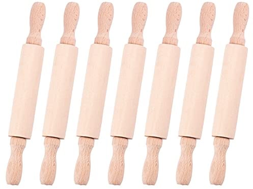 OLYCRAFT 7PCS Mattarelli in Legno 20x2.5cm classico mattarello in legno per la cottura a rullo per pasta per bambini utensili in legno per pizza argilla pasta pane pasticceria biscotti torte
