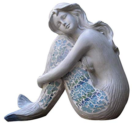 Garten Meerjungfrau Statue Skulptur, Harz Meerjungfrau Kunst Handwerk Modell Garten Gartendekoration H19CM