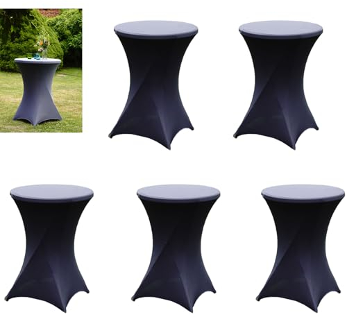 TRUTZHOLM 5er Set Stehtischhusse in anthrazit für Partytisch Bistrotisch Decke 60cm 70cm 80cm Klapptisch Tischüberzug Tischhusse Tischdecke Husse