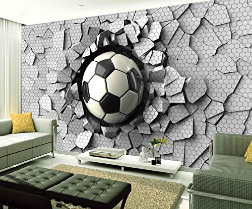 XAONUO Sports Non-Woven Wallpaper Grey Sport Football 140X70Cm Self-Adhesive Mural Art Decals Home Decoration DIY Living Bedroom Office Decor Wallpaper Kids Room Gift