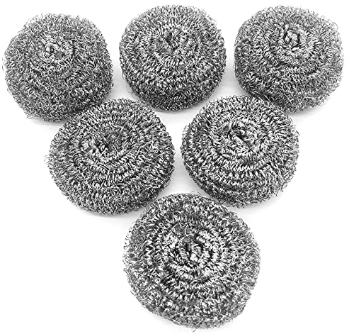 6 Stück Stahlwolle Schrubber Schwamm, Edelstahlschrubber, wiederverwendbares Reinigungspeeling für Töpfe, Pfannen, Geschirr und Küche