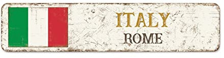 Italienische Straßenschilder, Italien-Flagge, Schilder, personalisierte Hauptstadt, Landstadt, Souvenir, Vintage, rustikale Wandkunst, dekoratives Schild, Bauernhaus-Dekoration, Schlafzimmer, Innen-
