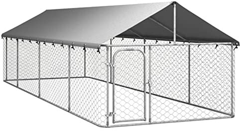 Festnight Gabbia per Cani da Esterno con Tetto Box Metallo 600x200x150 cm