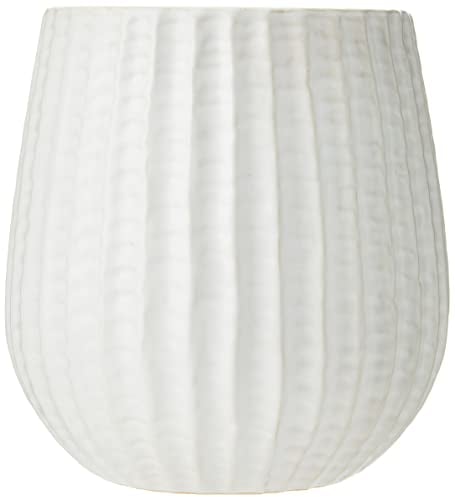 Leaf Pot de Fleurs en céramique, Blanc, 15 cm