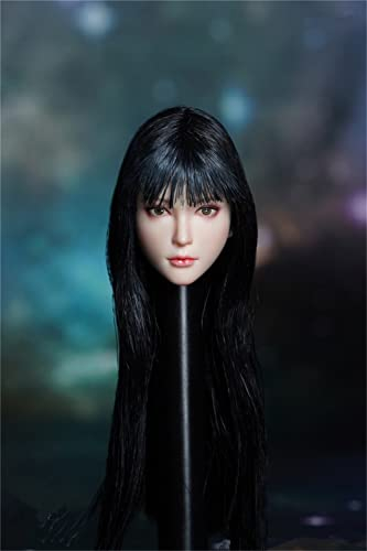1/6 Maßstab Weibliche Kopf Skulptur,Asiatisches Mädchen Blasse Haut Kopf Geschnitzt für 12 Zoll Action Figur Körper Sammlung (A)