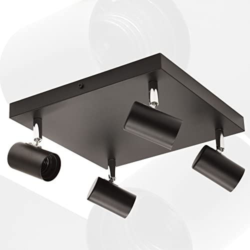 max K O M F O R T LED Deckenleuchte schwarz | 4x E27 Fassung 4-flammig | schwenkbar Deckenlampe Deckestrahler Deckenspot Wandleuchte proShine-E274-BK