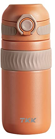 TKK Thermobecher 450ml Rötlich braun Kaffeebecher aus Edelstahl doppelwandig isoliert, auslaufsicher - Coffee to go Becher für Kaffee & Tee