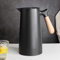 LOGEA Thermoskanne 1L Kaffeekanne Mit Holzgriff, Glaseinsatz, Quick Tip Verschluss, Isolierkanne Für Kaffee Tee Und Wasser, Hellgrün,Schwarz