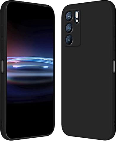 RankOne Custodia per OPPO Reno6 5G (6.43 Inches) Cover Morbida in Silicone TPU - Nero