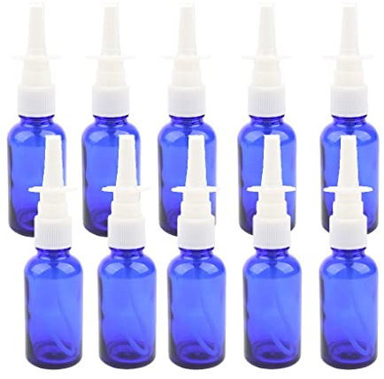 jojomis Bulk 10pcs Glass Empty Refillable Nasal Spray Bottles Storage Holder 30ml - 30ml, Blue