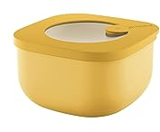 Guzzini - Kitchen Active Design, STORE&MORE BIO, Récipients hermétiques bas pour réfrigérateur/congélateur/four à micro-ondes (S) - Jaune Mangue, 12,2 x 12,2 x h6,8 cm | 450cc - 170719236