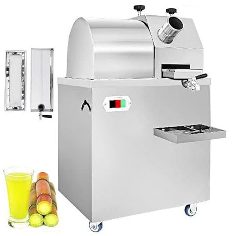HLGKBY Presse-Agrumes électrique Automatique de Presse de Canne à Sucre 20r/Min extracteur de Machine de Gingembre de broyage de Canne à Sucre avec Trois Rouleaux détachables, Machine de jus de Canne