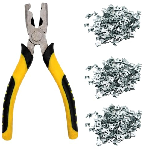 MUALROUS Wire Cage Buckle Clips Pliers Sets 900pcs Wire Cage Clips Bird Cage Building Kit Cage Welding Repair Hand Tools for Pet Cat Dog Rabbit Cage Fence Wire Mesh