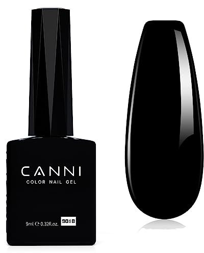 CANNI UV Nagellack 9ml Schwarz Gel Nail Polish für Gelnägel DIY Nail Art Maniküre und Nagelkunst