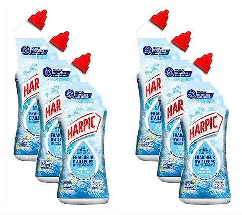 Harpic Gel WC - Nettoyant Fraicheur d'Ailleurs Parfum Océan Pacifique - Lot de 6 x 750 ml