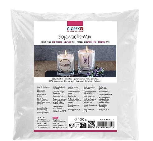 GLOREX Mélange de Cire de soja, Wax, Blanc, 1000 g