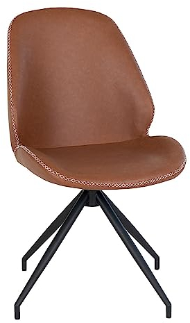 House Nordic Drehbarer Esszimmerstuhl aus braunem Bouclé-Polyester mit schwarzen Beinen