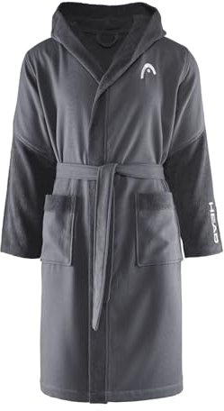osama home Head Dynamic Cappuccio e Tasche in Microspugna di Puro Cotone 100% Certificato Oeko-Tex, Accappatoio Donna e Uomo Morbido, Assorbente, Salvaspazio, Taglia XXL, Iron Grey, Unisex-Adulto