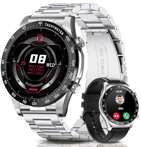 RollsTimi Smartwatch Herren mit Telefonfunktion, 1,43 AMOLED HD Fitness Tracker mit Schlaf-Pulsmesser, 107 Trainingsmodi, IP68 Wasserdichter Activity Tracker, Kompatibel mit Android ios.