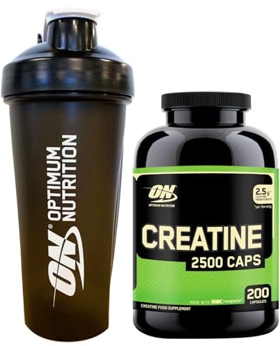 Optimum Nutrition Creatine 2500 Creatina Monoidrato in Capsule per Supporto delle Prestazioni 200 Capsule + SHAKER