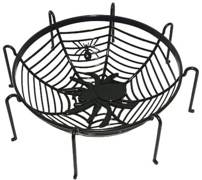 KieTeiiK Obstschale, Halloween-Spinnennetz-Obstschale mit Fuß, 32 x 9 cm, Süßes oder Leckereien, Halloween-Süßigkeitenschale, Obsthalter, Tablett für Küche, Theken, Party, Obst, Süßigkeiten,