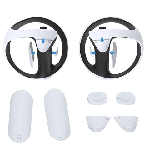 Digicharge Silicone Impugnature per PS VR2 Controller, Accessori PSVR2 Coperchio del Controller Antiscivolo Cuscinetti per Maniglie PlayStation VR 2, Morbidi e Confortevoli, Anti-sudore, (Bianco)