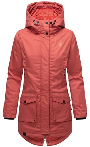 Navahoo Damen Übergangsjacke Warmer Kurzmantel Regenjacke mit Kapuze Brinjaa XS-XXL