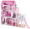 4iQ Group Puppenhaus aus Holz 90x32,5x89cm - Puppenhaus ab 3 Jahre Mädchen - Puppenhaus Groß XXL mit 3 Etagen und 2 Balkone - Dollhouse mit Möbeln und Zubehör